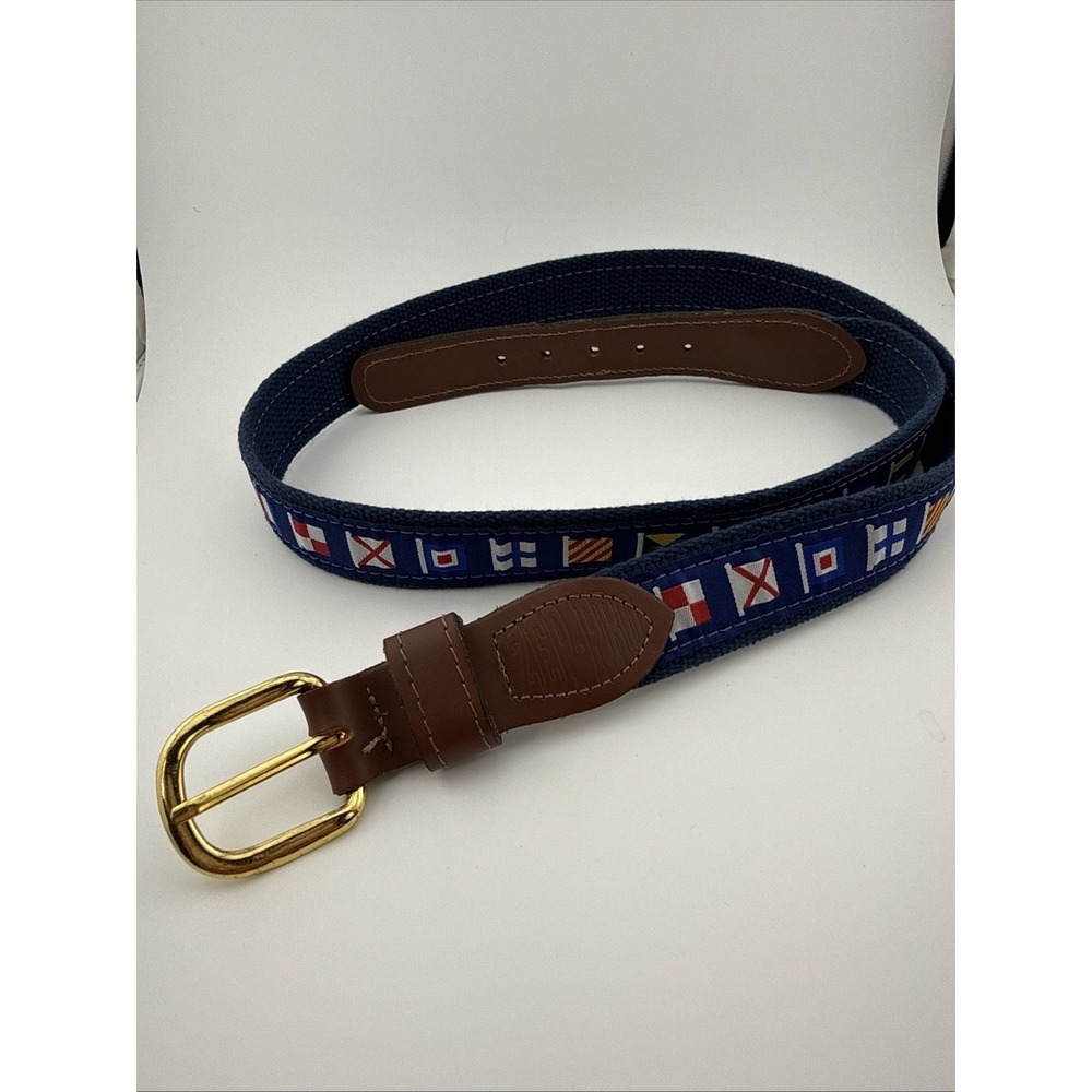 ZEP-PRO Vintage USA NAUTICAL Sailing Flags Webbing Leather Belt 40 Men